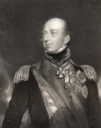 Sir Edward Codrington, brittiläinen amiraali, kaiverrettu J. Cochran (fl.1821-65), National Portrait Gallerysta, osa II, julkaistu noin 1835